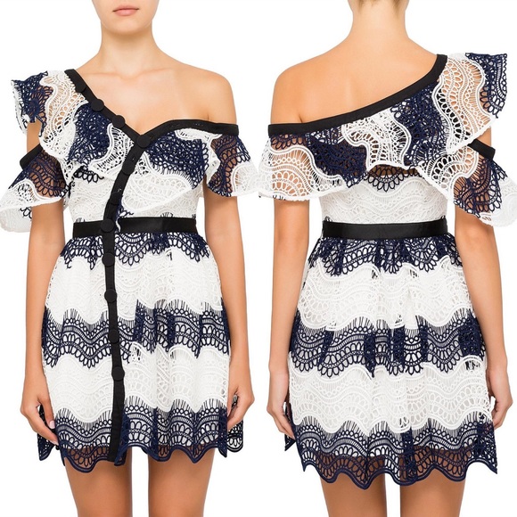 self portrait guipure frill mini dress self portrait guipure frill mini dress